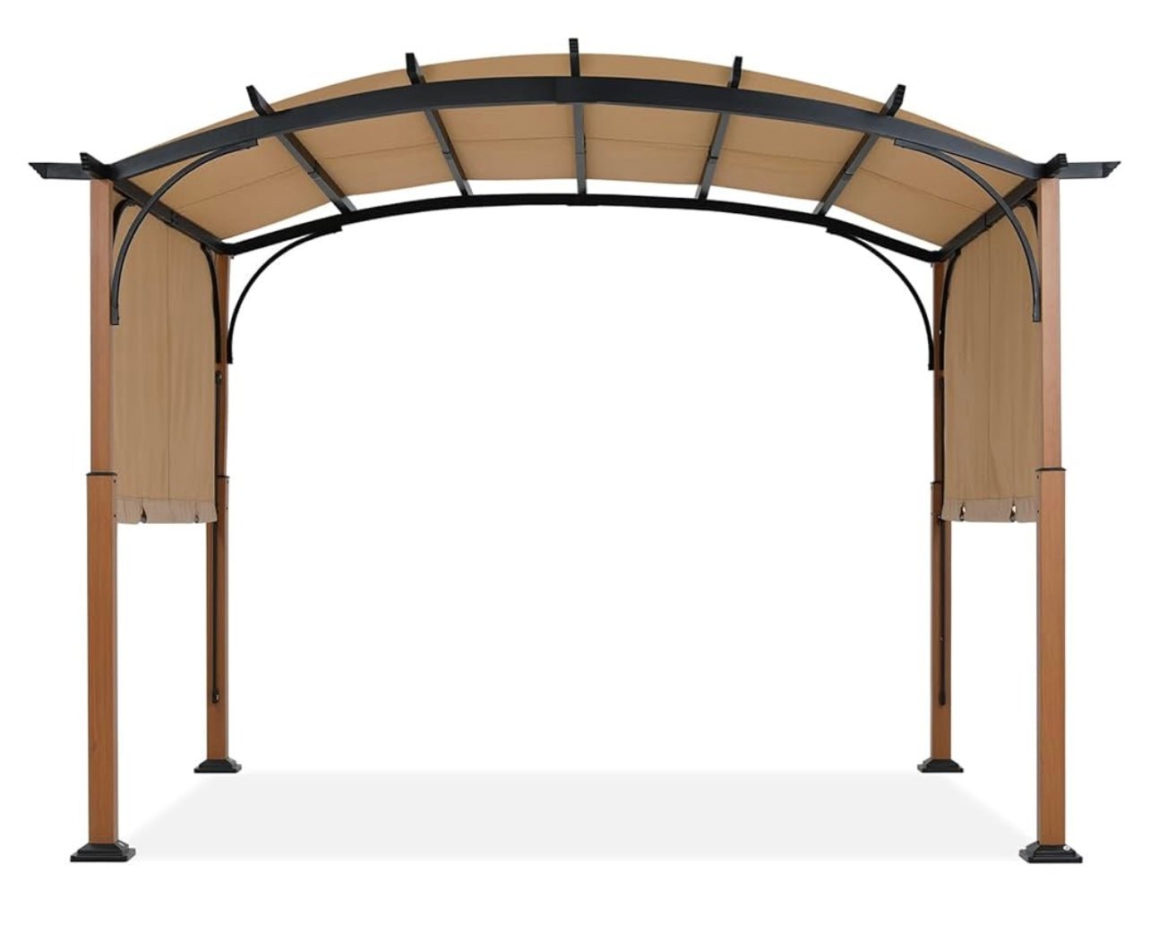 10' X 12' Outdoor Retractable Pergola with Sun Shade Canopy Patio Metal Garden Pergola,Beige