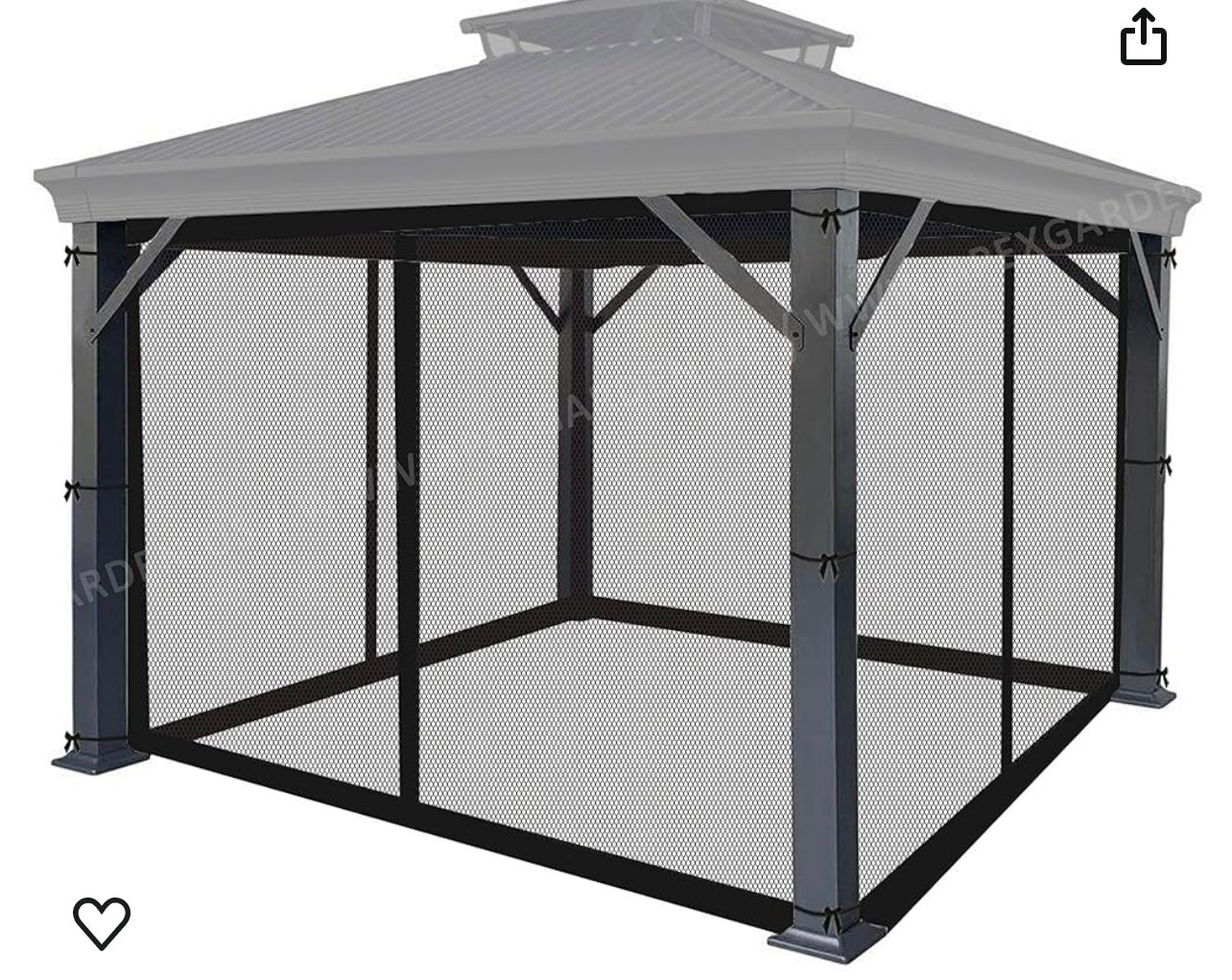 10 X 13 Universal Netting Replacement Black Gazebo Mosquito Screen