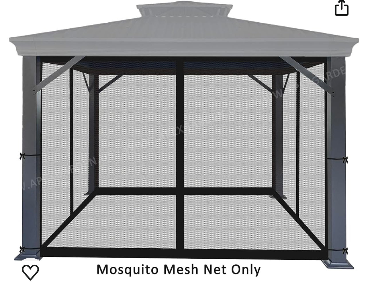 10 X 13 Universal Netting Replacement Black Gazebo Mosquito Screen