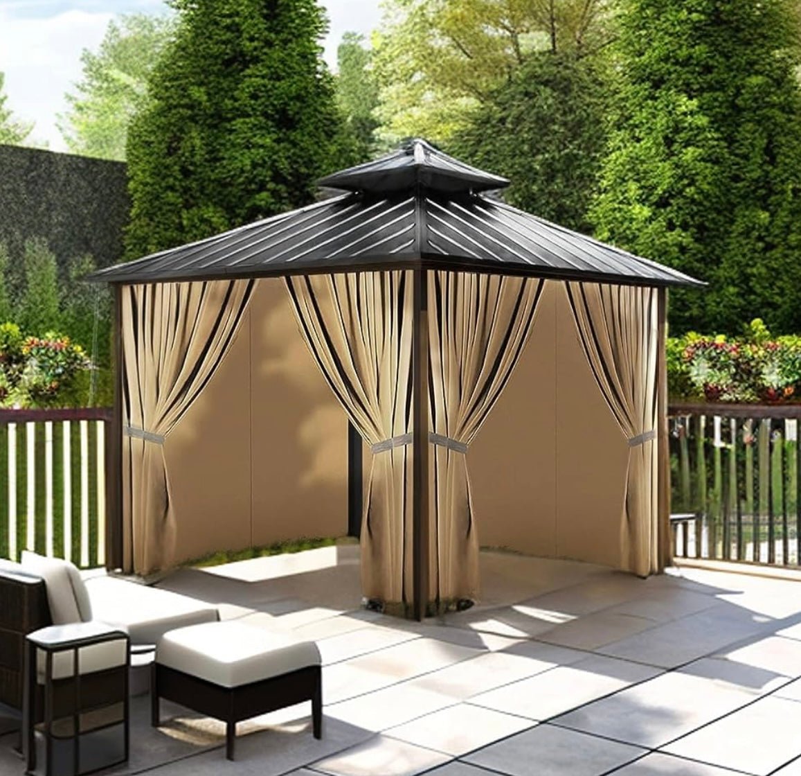 10x12 Waterproof Heavy Duty Curtain Set for Hardtop Gazebo Dark Beige
