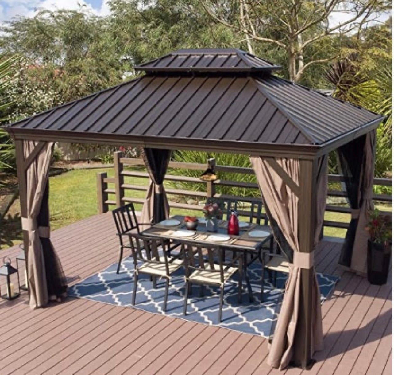 12x14 Heavy Duty Waterproof Curtain and screen set for Hardtop Gazebo.