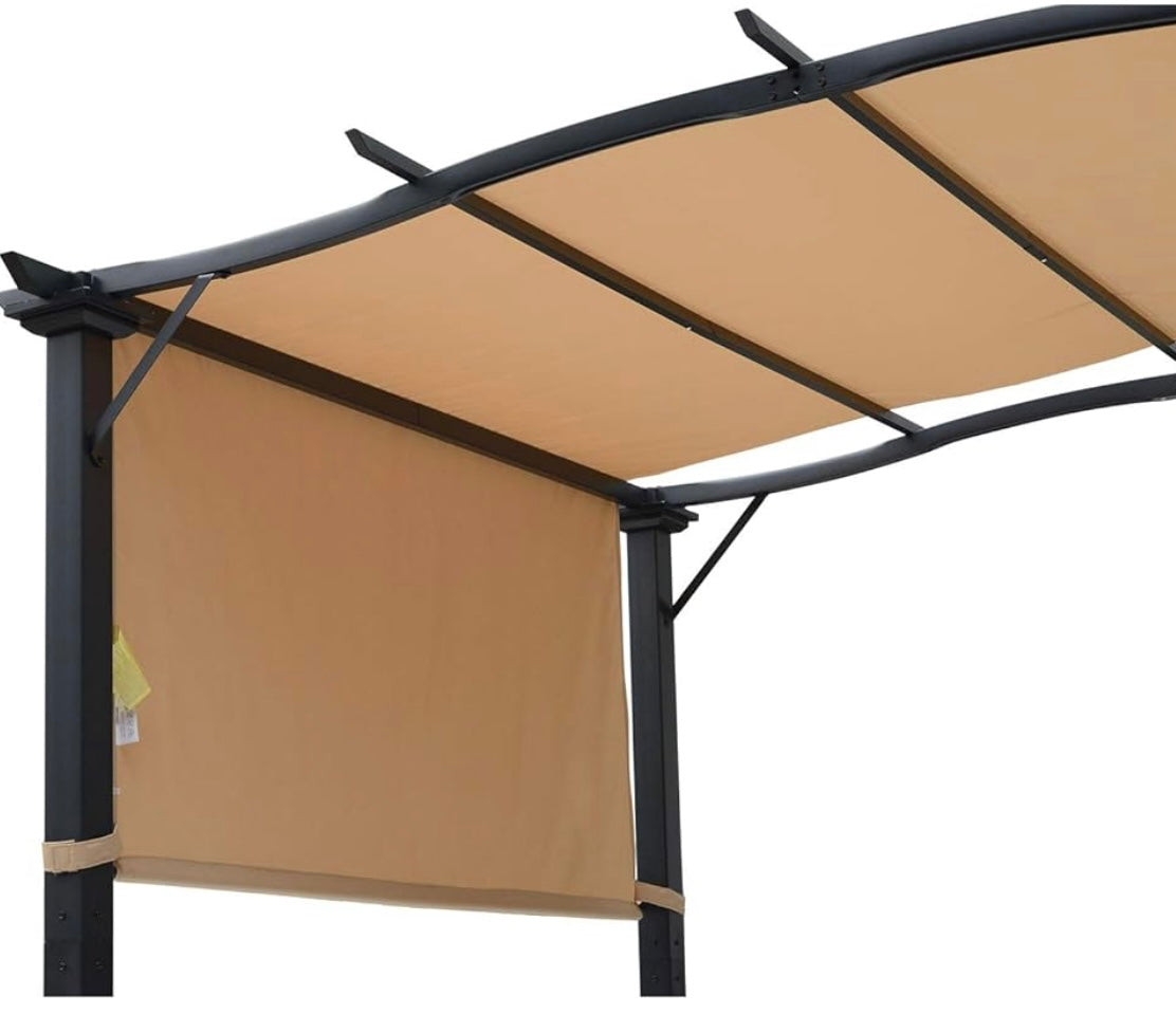 8' x 10' Retractable Pergola Canopy Steel Frame Polyester Fabric Gazebo with Retractable Canopy Shade Awning