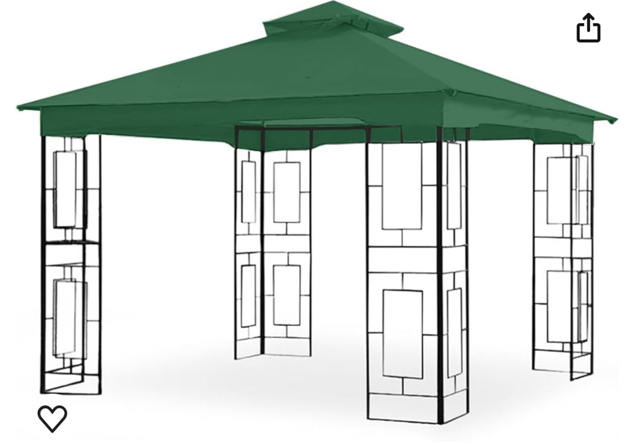 Replacement Canopy for The Lowes Square Art Gazebo - Riplock 350 -Green Spruce