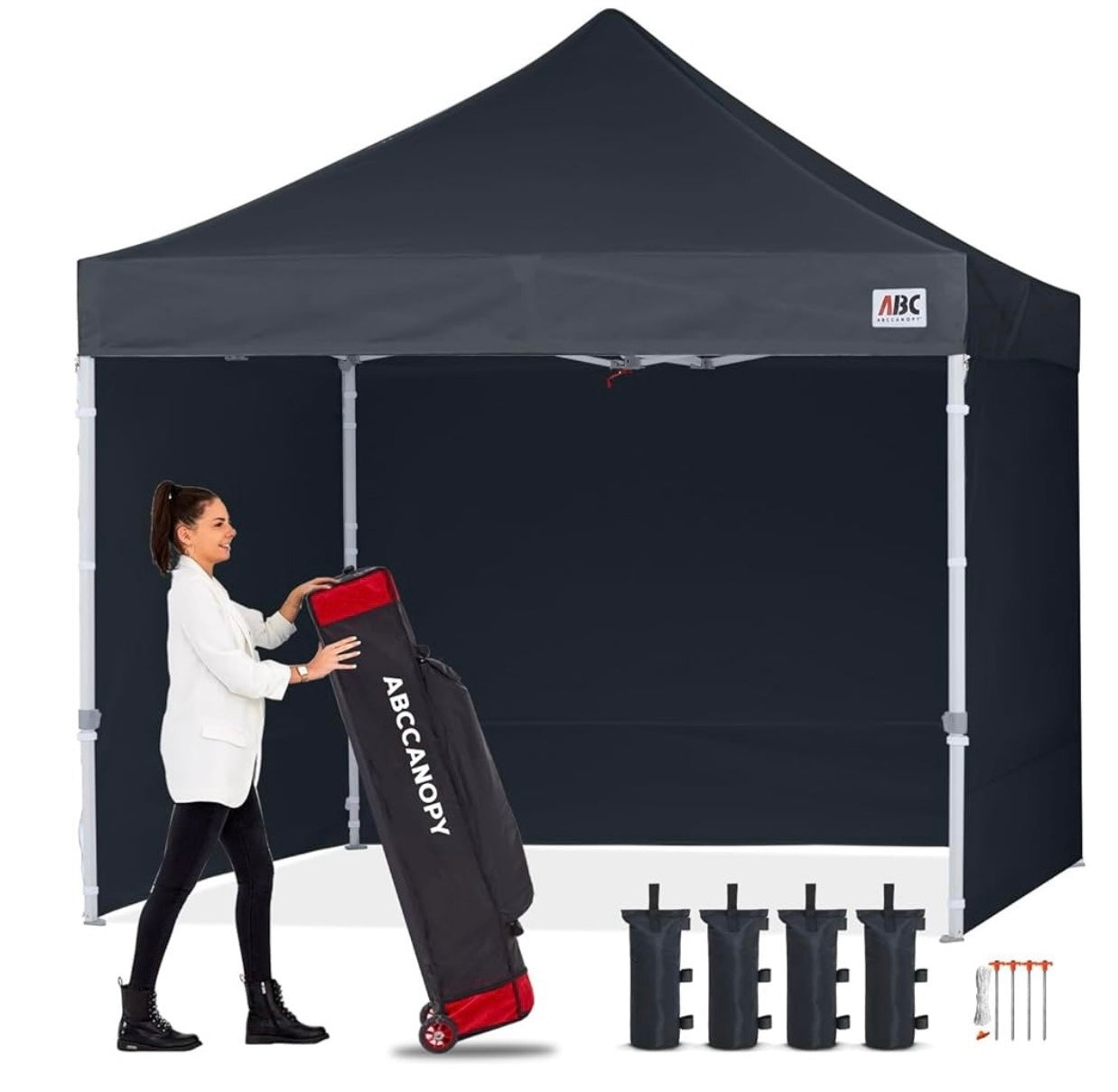 Easy Pop Up Canopy Tent with Sidewalls 8x8 Commercial -Series, Black