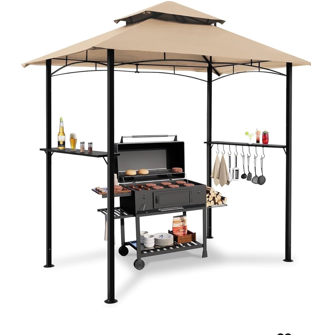 8' X 5' Grill Shelter Replacement Canopy roof ONLY FIT for Gazebo Model L-GZ812PST Beige