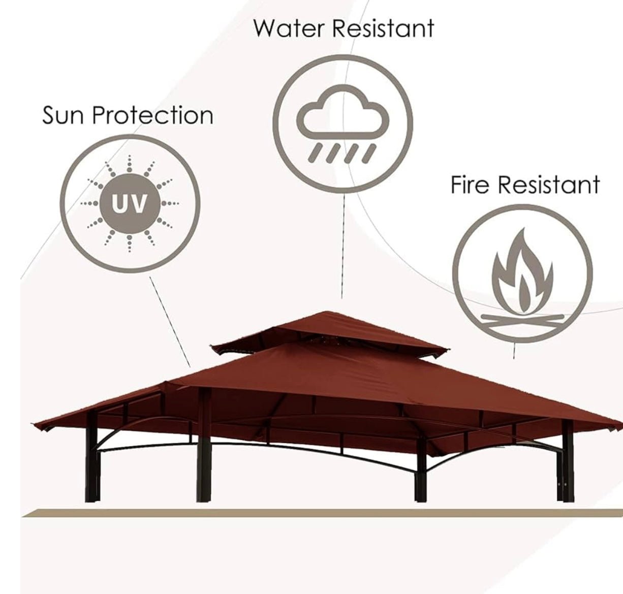 8' X 5' Grill Shelter Replacement Canopy roof ONLY FIT for Gazebo Model L-GZ832PST Burgandy