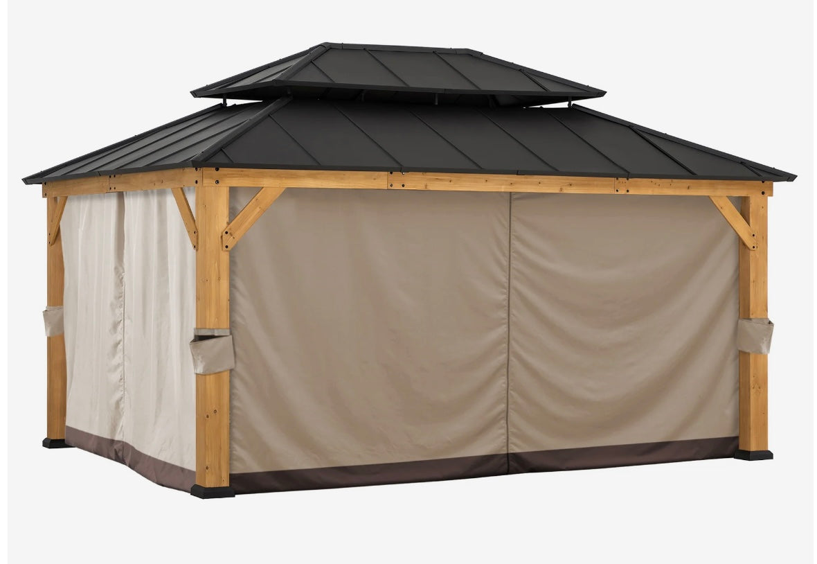 Universal Privacy Curtains for 12 ft. × 16 ft for Wood and Metal Framed Gazebos