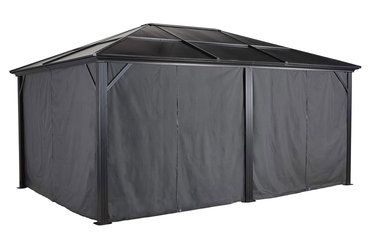 Sojag 135-9163773 Polyester Gazebos Curtains for Meridian Hard Top Sun Shelter, 12' x 16', Grey