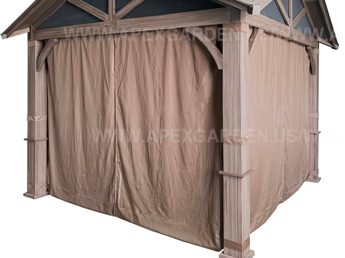 Replacement Privacy Curtain Cover Compatible with Style Selections The Gable Roof Gazebo - Riplock 350 Light Brown