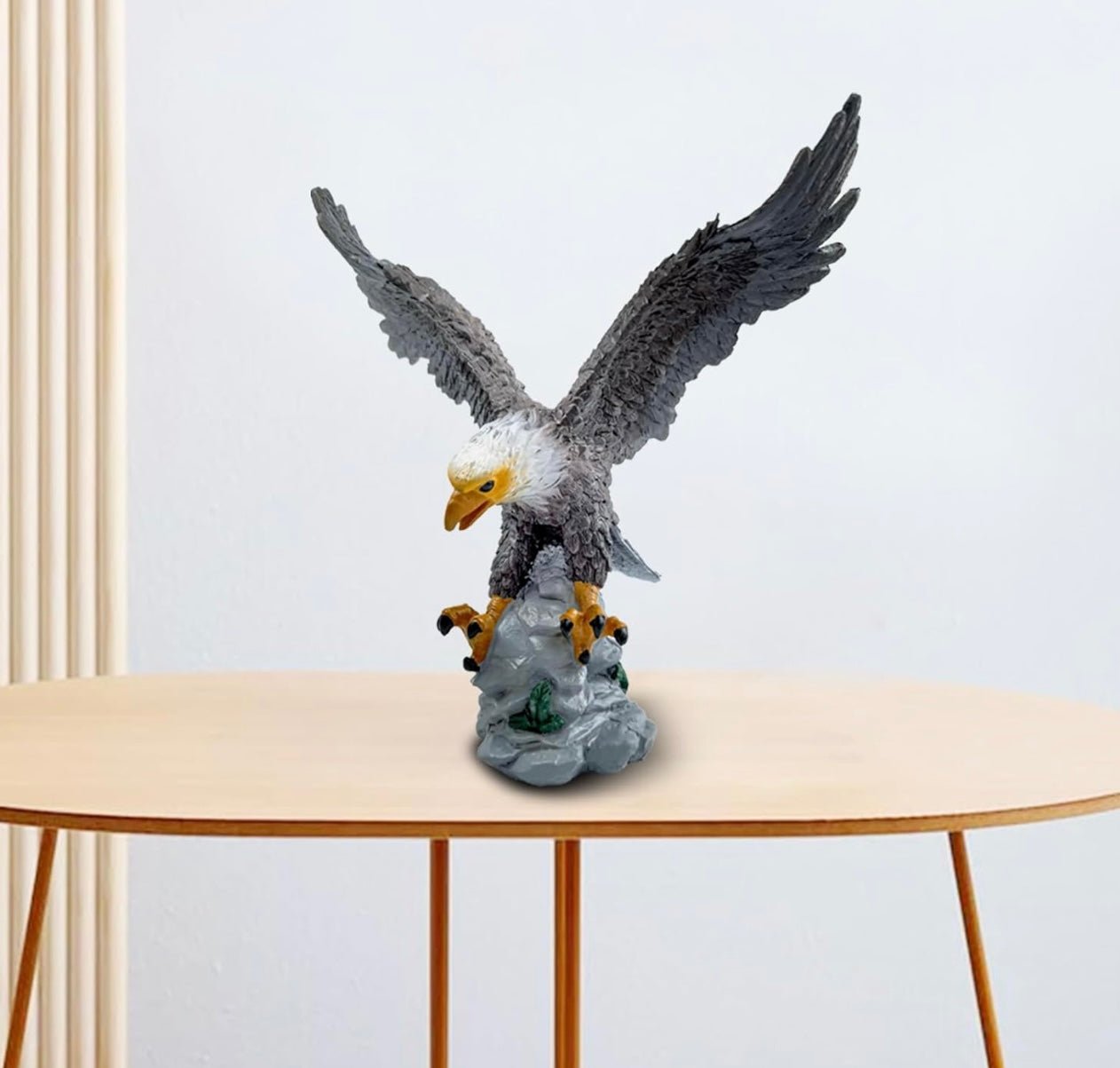 Eagle Flag Pole Topper Outdoor Waterproof Flagpole Finial Eagle Topper Ornament Hand-Painted Realistic Eagle Sculpture Design for Flagpoles Outside House (B-Gray)