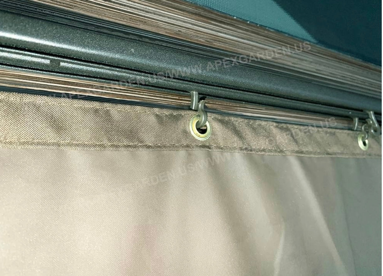 Four-Side Curtain Set for Allen + roth Model #GF-18S112B Wood Looking Hand Paint Metal Square Semi- Gazebo (4-Side Curtain Only, Brown)