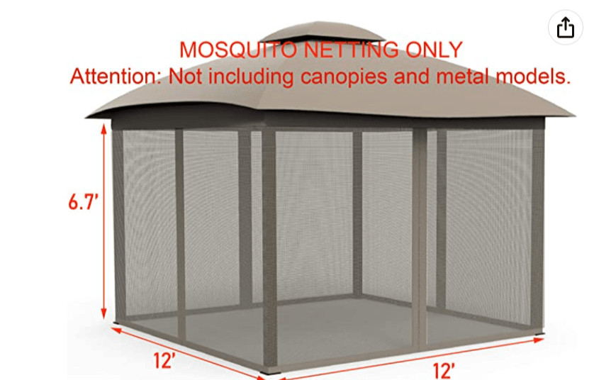 GAZEBO REPLACEMENT MOSQUITO NETTING 8X10 FOR OUTDOOR GAZEBO BEIGE