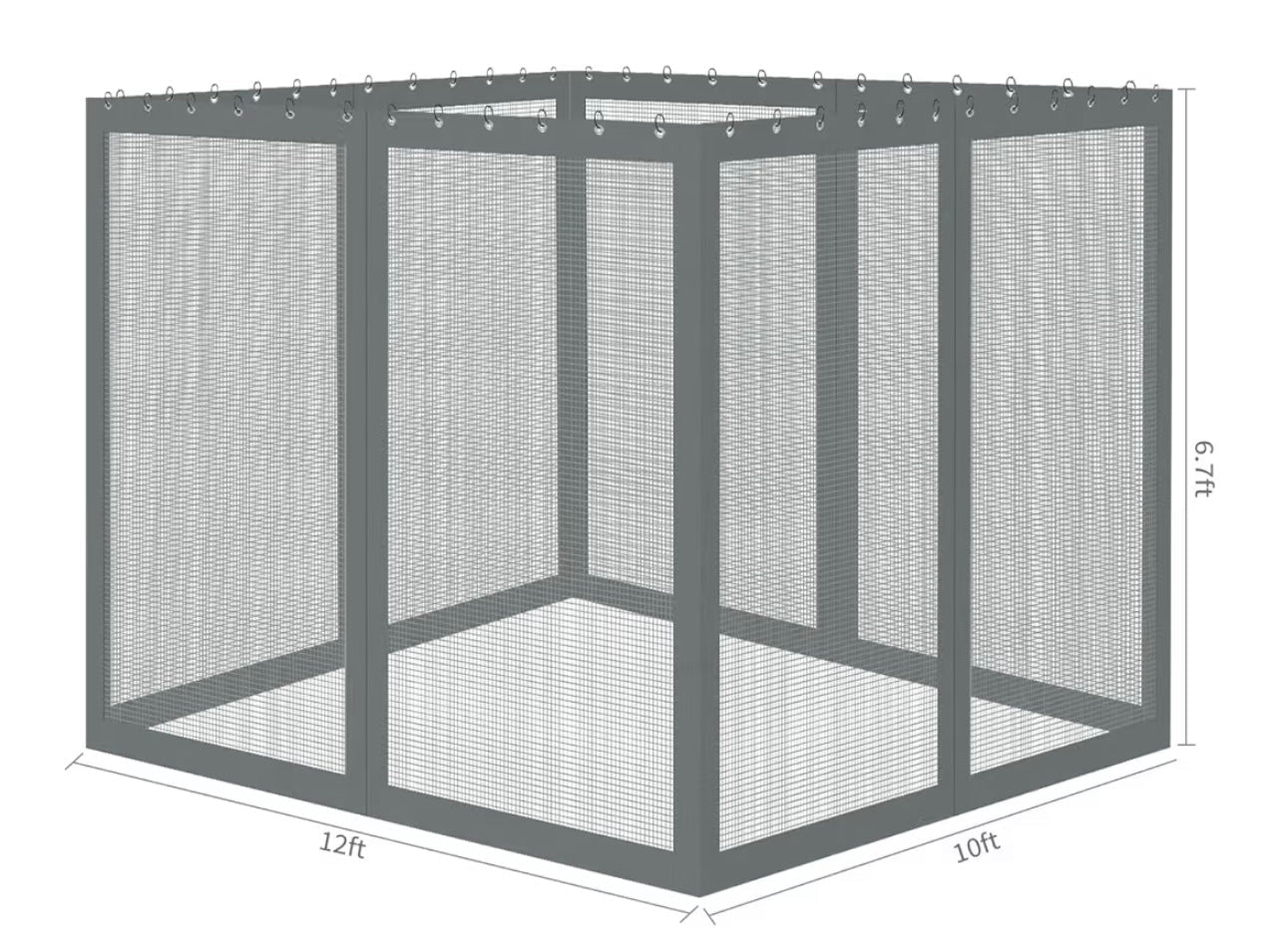 Gazebo Universal Replacement Mosquito Netting, 10' x 12' Outdoor Mesh Netting Screen 4-Panel Sidewall with Zipper for Patio Canopy Garden Porch Pergolas and Backyard, Gray(Mosquito Net Only)