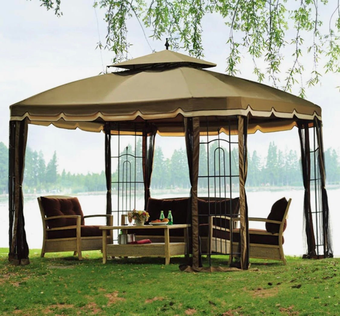 Ginger Snap+Golden+Black Replacement Canopy (Deluxe Version) Window Gazebo (12X12 Ft) Sold At Sears US