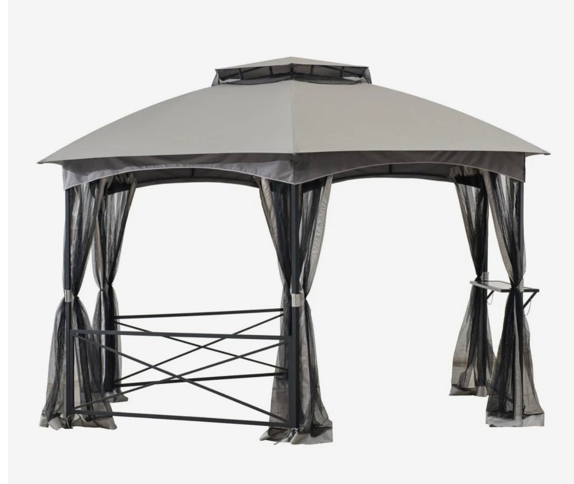 Light Grey+Dark Grey Replacement Canopy For Hexagonal Gazebo (15X15 Ft) A101011200 Sold At SunNest
