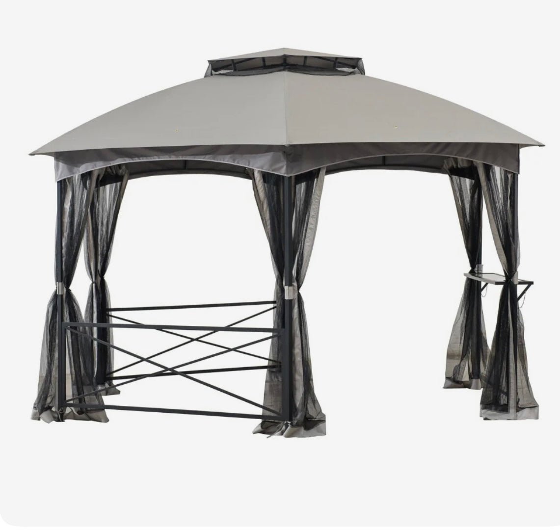 Light Grey+Dark Grey Replacement Canopy For Hexagonal Gazebo