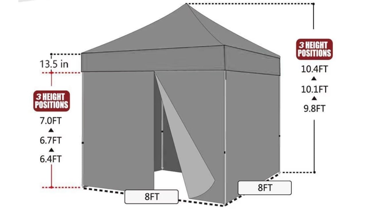 Privacy 8x8 Ez Pop up Canopy Tent Enclosed Instant Canopy Shelter Portable with Four Side Walls Waterproof Forest Green