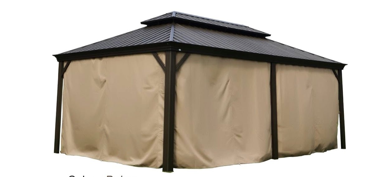 Privacy Curtain Outdoor Waterproof Sidewall for Hardtop Gazebo, OEM Replacement for Patio Gazebo Curtain (12ft x 20ft, Brown)