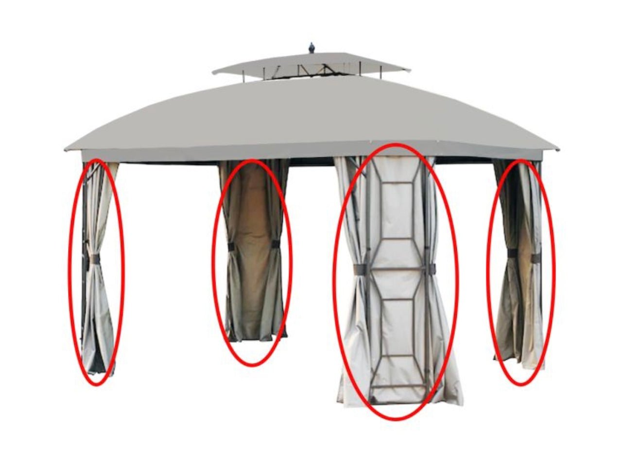 Replacement Curtain Set for Style Selections Gazebo - TPGAZ2236 RipLock 350 - Slate Gray