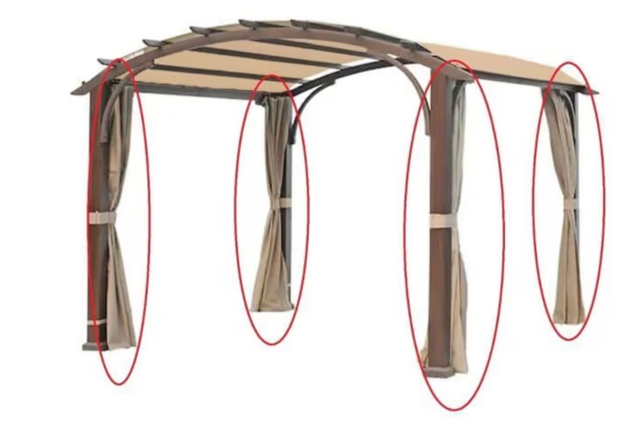 Replacement Privacy Curtain Set Compatible with TPGAZ9936 AR Freestanding Pergola