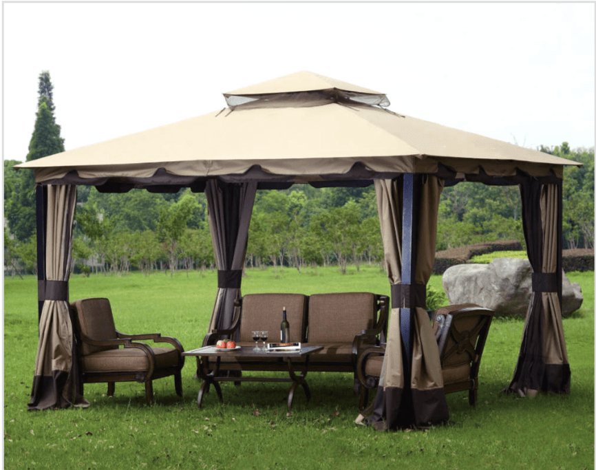 Scalloped Gazebo Refresh Kit Canopy Curtain and Screen set Bundle L-GZ512PST-4 350