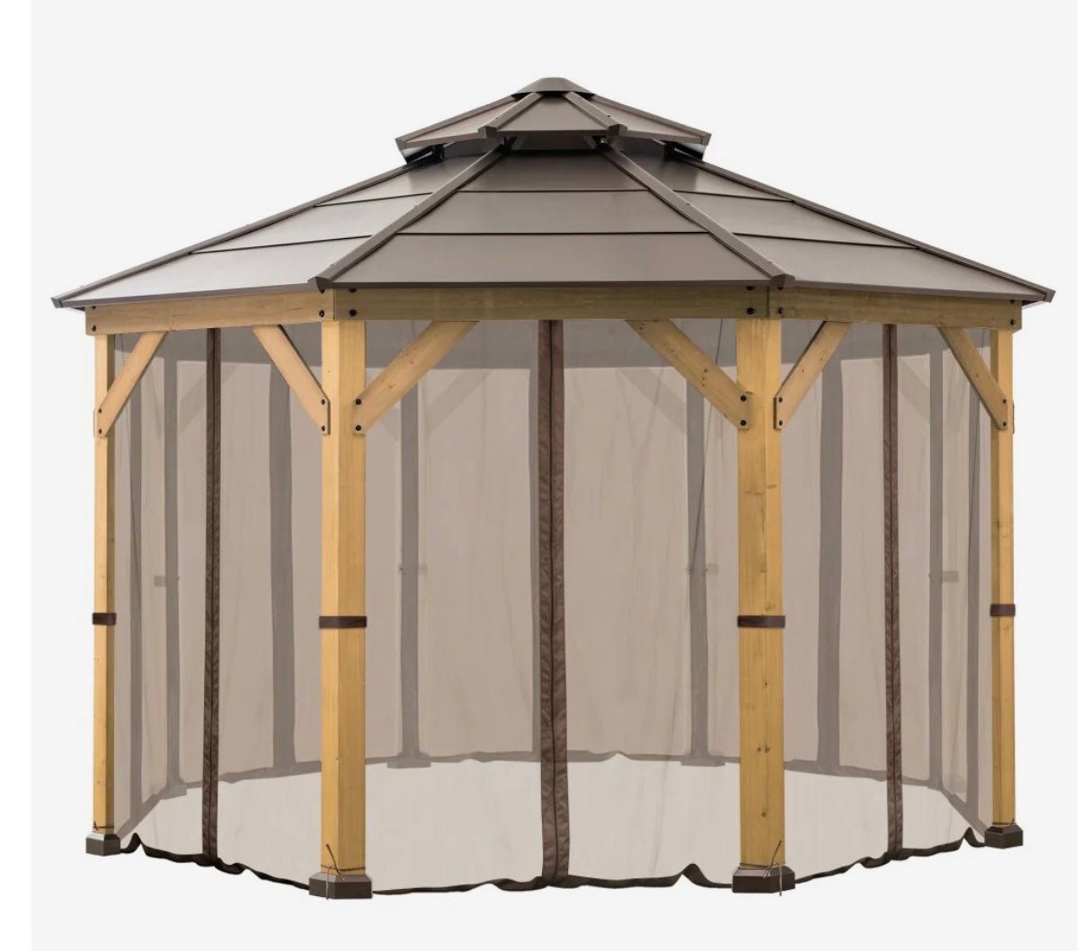 SUNJOY Brown Mosquito Netting for 13 ft. x 13 ft. Octagon Hardtop Gazebo