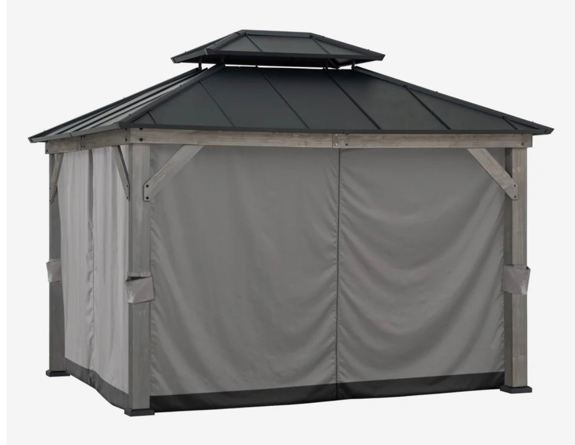 Universal Curtains and for 10 ft. ×12 ft. Wood-Framed Gazebos Gray