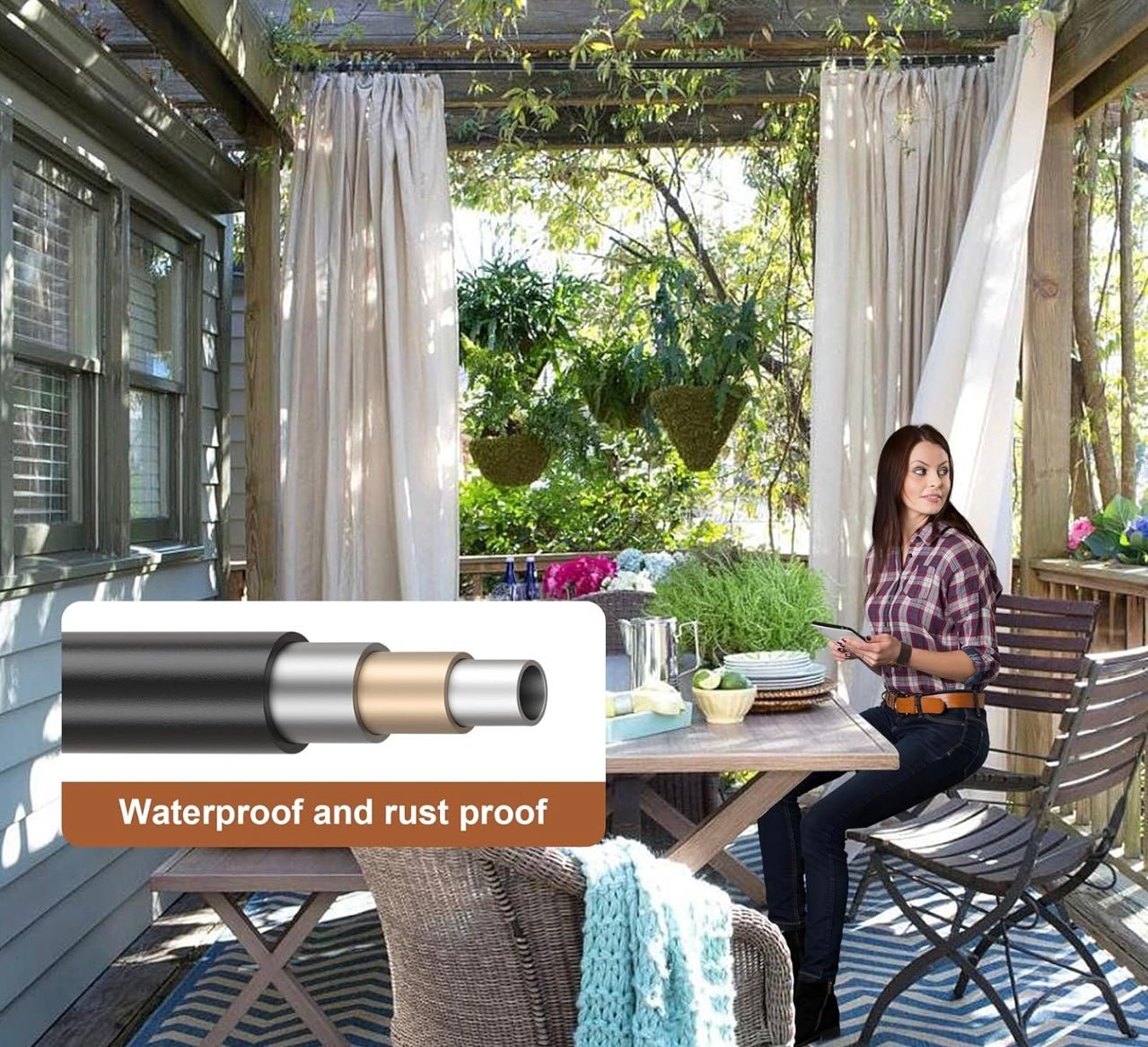 Yardistry/Discovery Gazebo Outdoor 4 Single Curtain Rods, 1 Inch Industrial Curtain Rod, Curtain Rods for Windows 72to144Stainless Steel Black Curtain Rod, Rust Resistant for Indoor/Outdoor Use