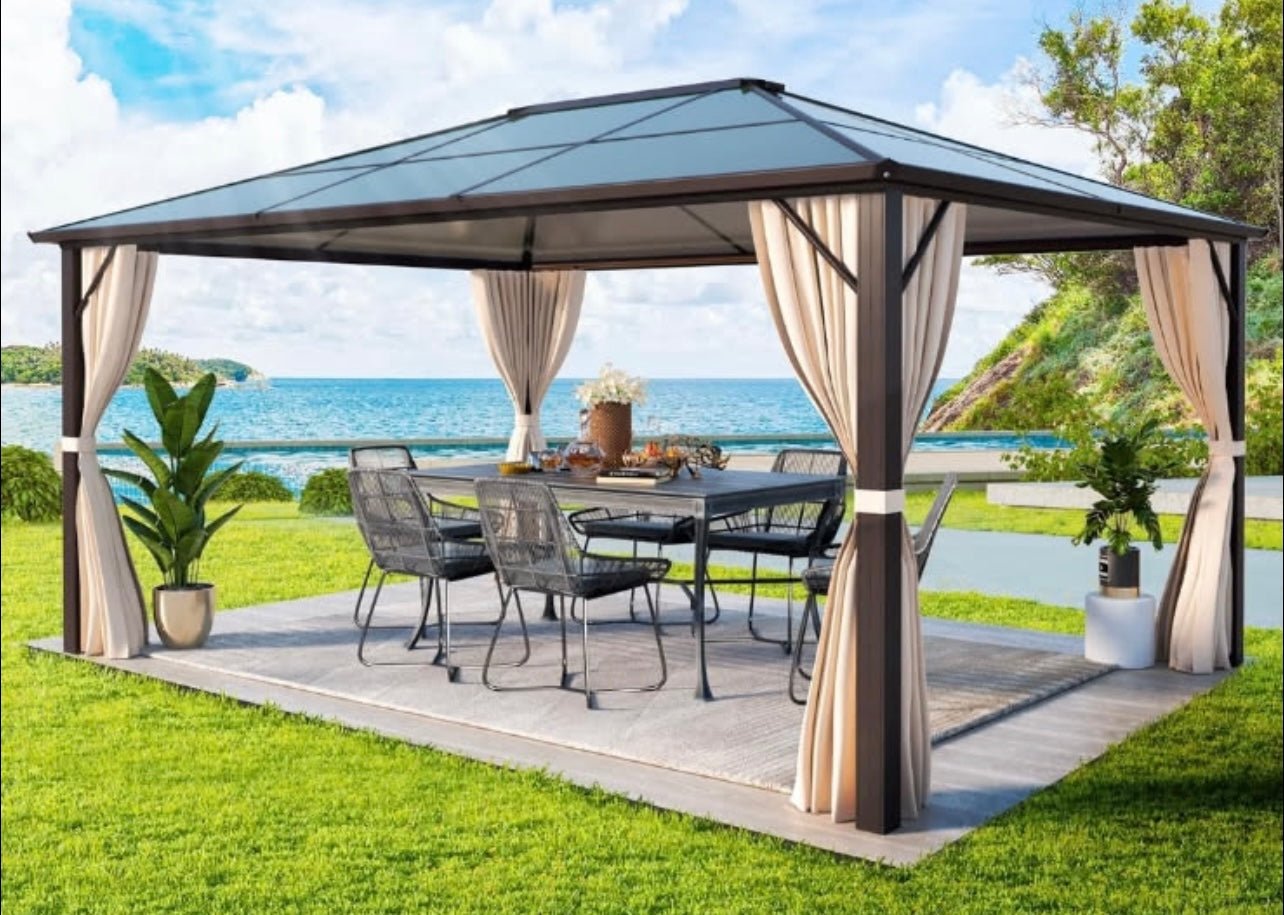 Yoleny Hardtop Gazebo Beige Replacement Waterproof Heavy Duty Curtain and Mosquito Screen Set with Zippers Set 10x12