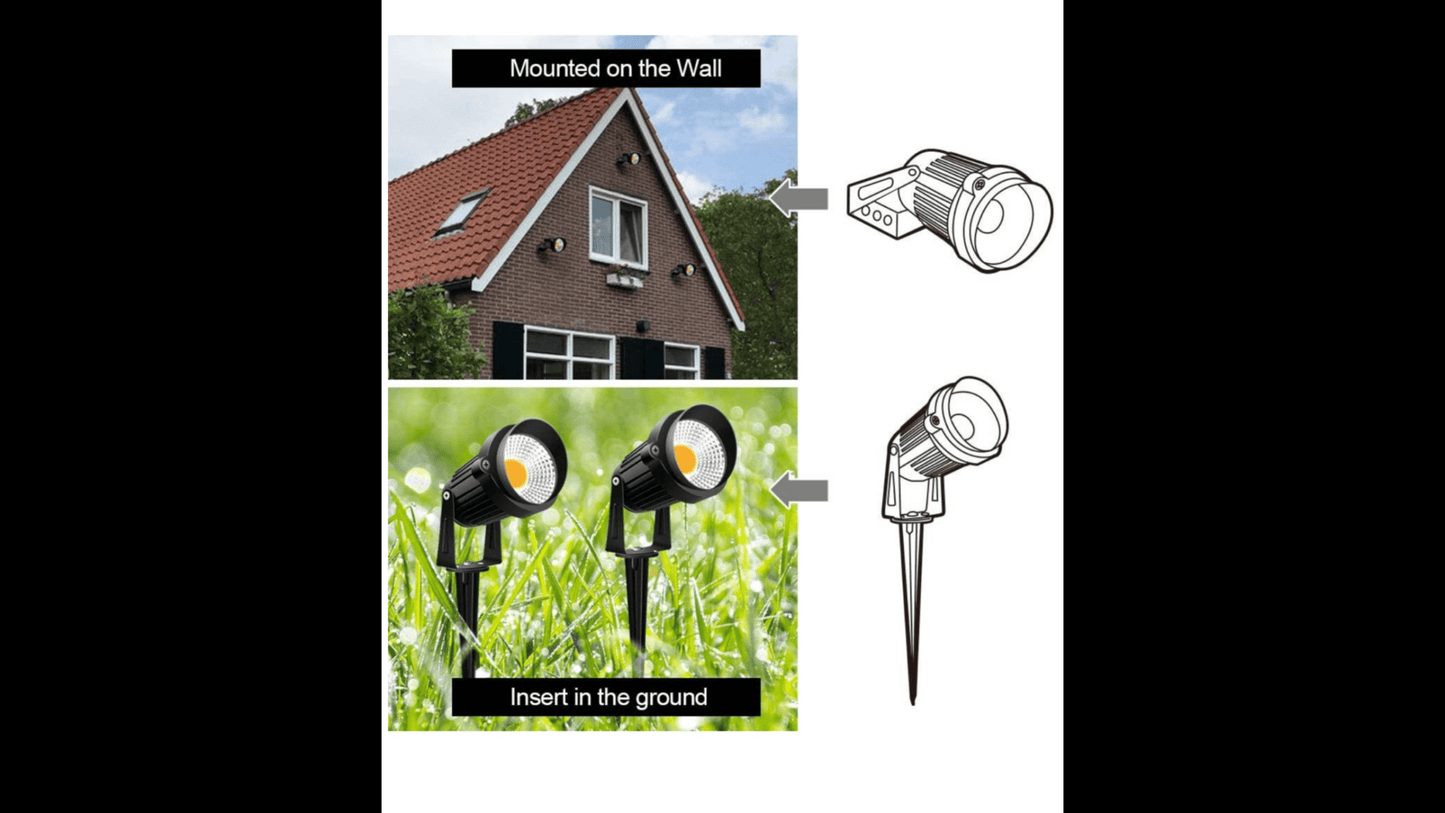 10W Landscape Lights 12V 24V 1000LM Warm White Low Voltage LED Waterproof Outdoor Lights (10Pack)