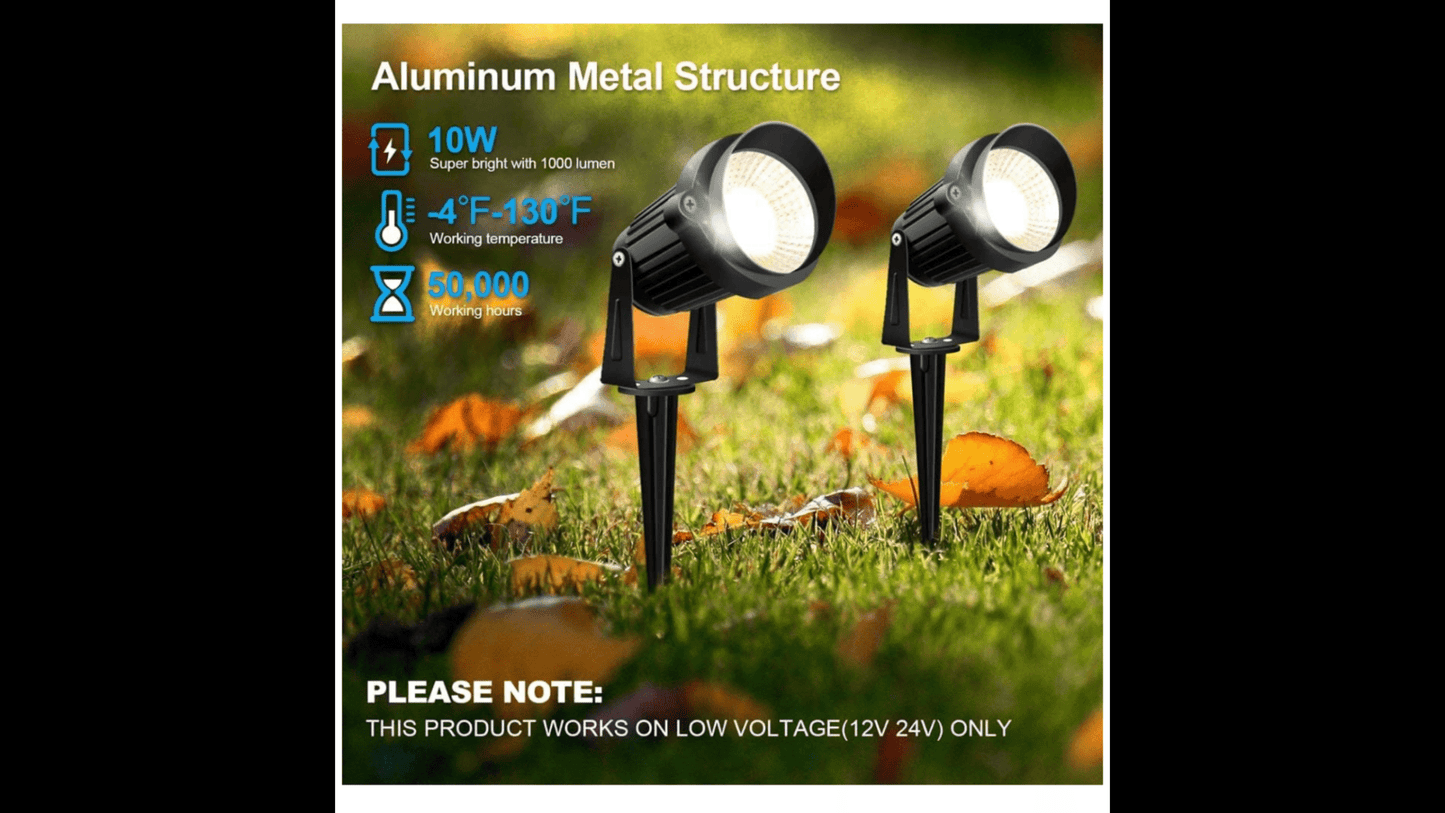 10W Landscape Lights 12V 24V 1000LM Warm White Low Voltage LED Waterproof Outdoor Lights (10Pack)