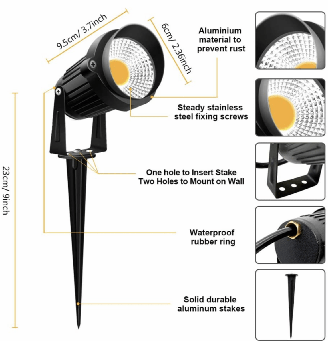 10W Landscape Lights 12V 24V 1000LM Warm White Low Voltage LED Waterproof Outdoor Lights (10Pack)