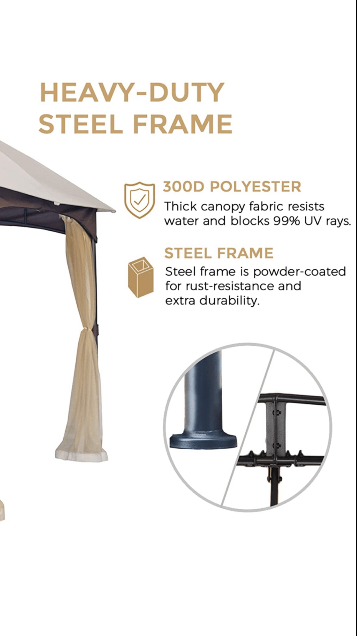 10x12 Outdoor Gazebo for Patios Canopy for Shade and Rain with Mosquito Netting, Waterproof Soft Top Metal Frame Gazebo