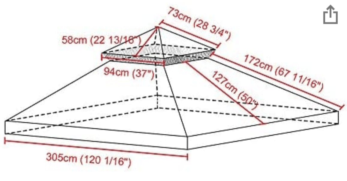 12'x12' Gazebo Top Replacement for 2 Tier Outdoor Canopy Cover Coffee