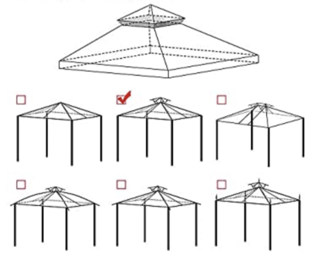 12'x12' Gazebo Top Replacement for 2 Tier Outdoor Canopy Cover Coffee