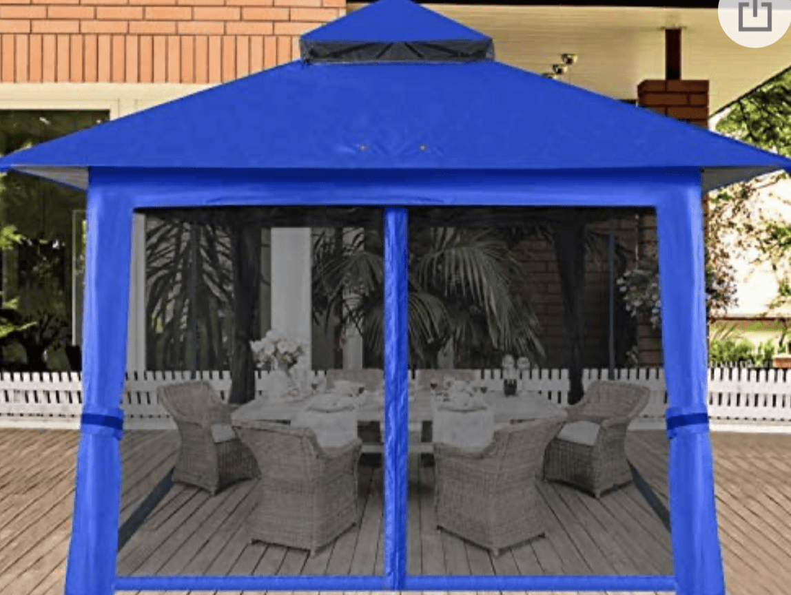 13'x13' Gazebo Tent Outdoor Pop up Gazebo Canopy Shelter with Mosquito netting (Blue)