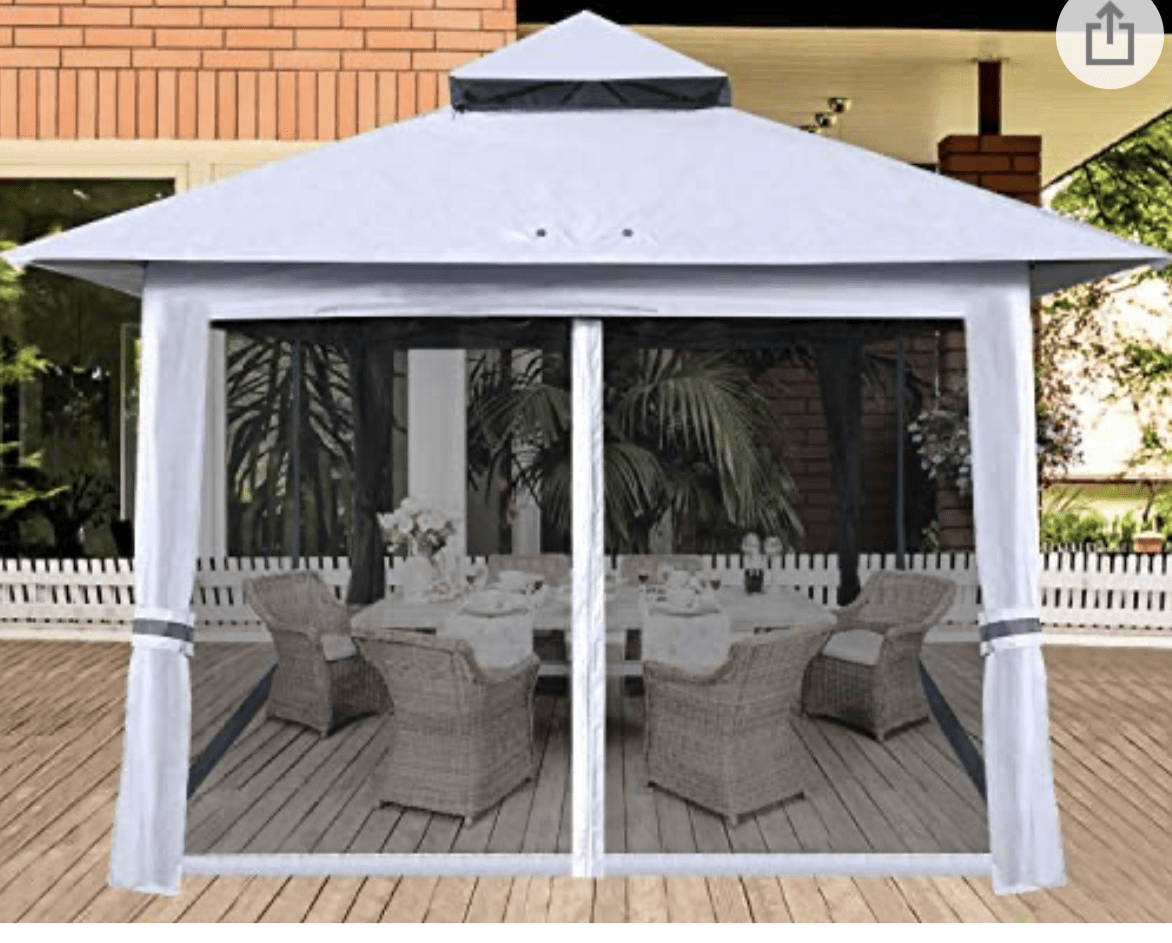 13'x13' Gazebo Tent Outdoor Pop up Gazebo Canopy Shelter with Mosquito netting (White)