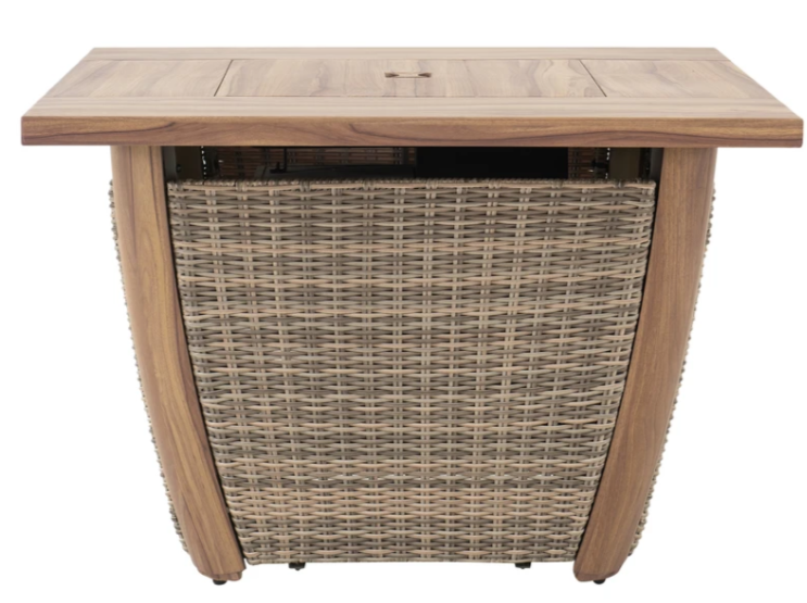 Outdoor Patio Propane Burning Brown All-weather Wicker Fire Pit Table