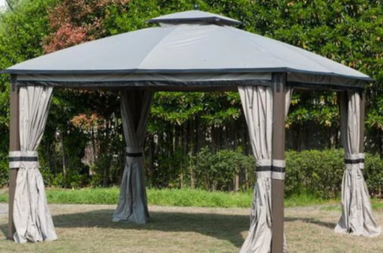 Light Gray Black Replacement Canopy For Shadow Creek Gazebo 10 ft. Gazebo Parts Direct