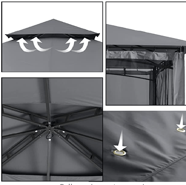 Elegant Patio Gazebo 10 Ft x 12 Ft with Mosquito Netting
