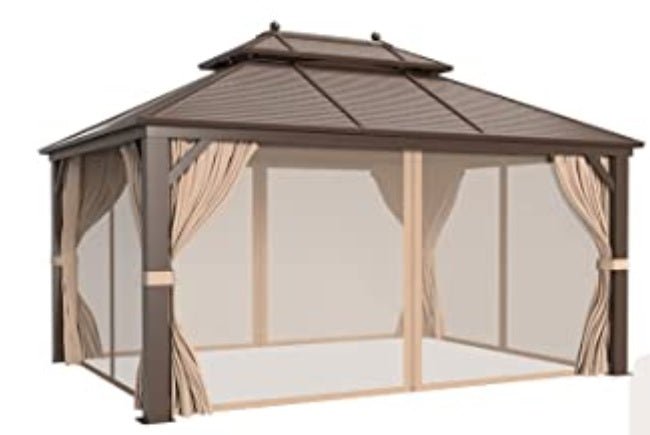Gazebo Netting Screen Replacement Universal 4-Panel Sidewalls 11x 13' (Only Netting)