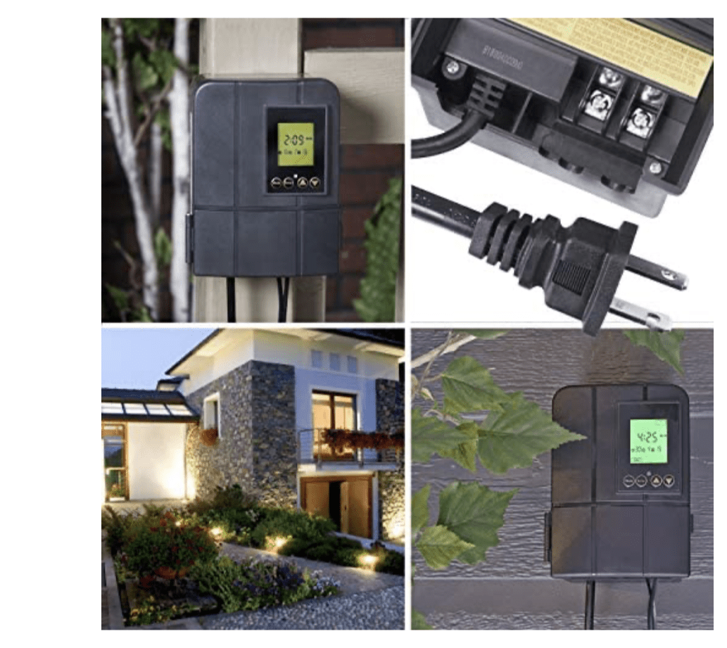 Home GL33124 12V 120W Low Voltage Landscape Lighting Transformer with Dusk-to-Dawn Timer