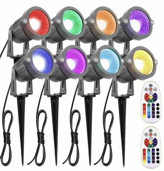 Landscape Lighting 6W RGB Remote Control LED Landscape Lights 12V  Waterproof Color-Changing Decorative Lights for Indoors Outdoors(8 Pack)