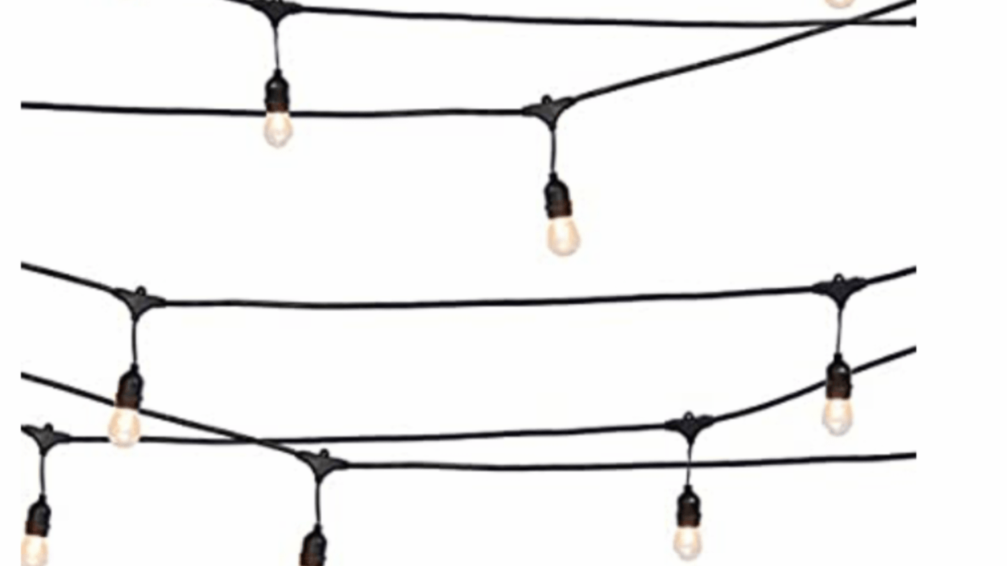 Outdoor Commercial Grade 24-Foot Weatherproof Hanging Patio String Lights w/Energy Efficient Design, Black