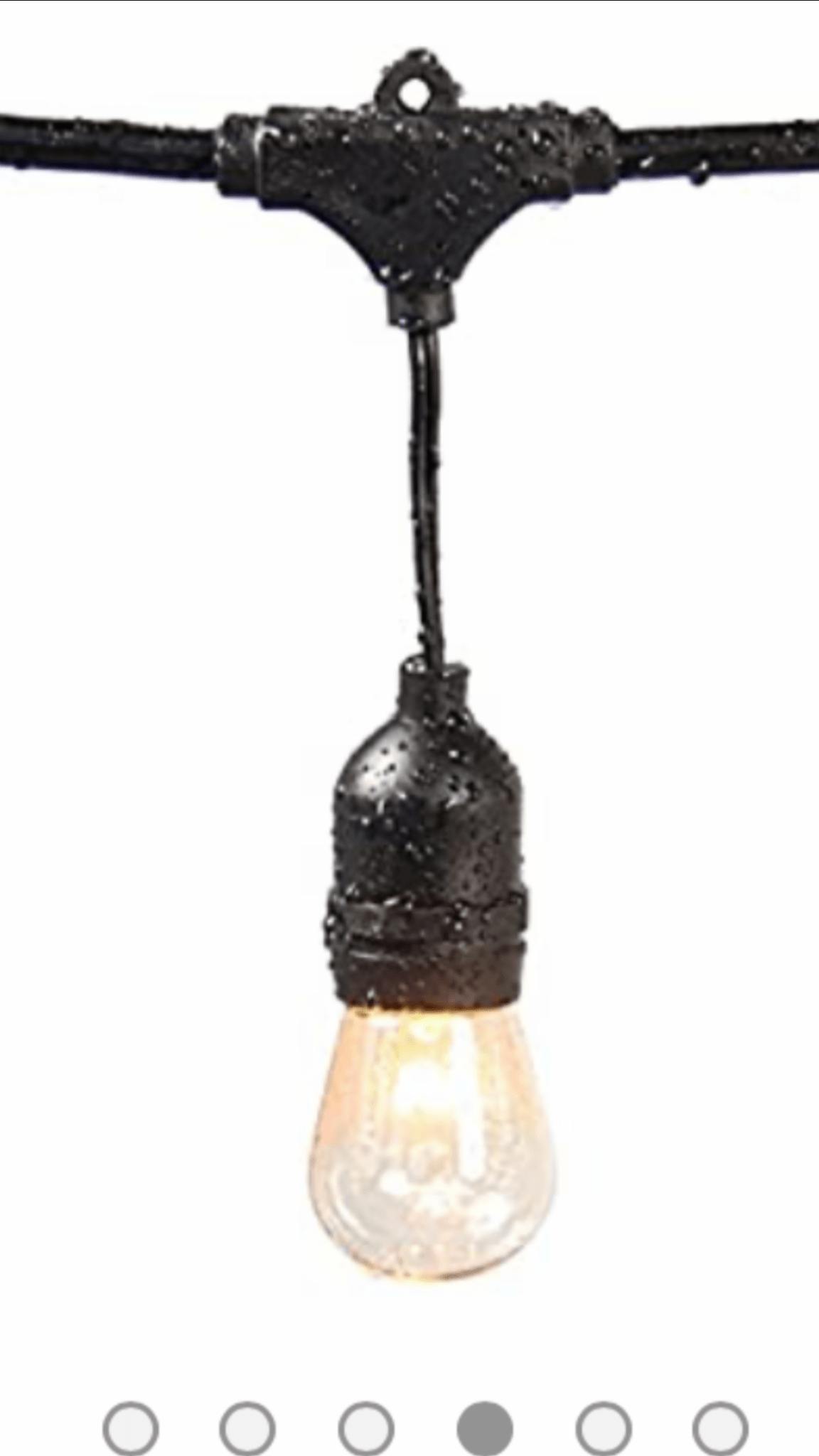 Outdoor Commercial Grade 24-Foot Weatherproof Hanging Patio String Lights w/Energy Efficient Design, Black