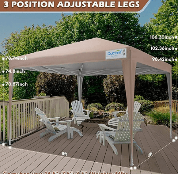 Privacy 8x8 Ez Pop up Canopy Tent Enclosed Instant Canopy Shelter Portable with Sidewalls and Mesh Windows Waterproof (Tan)