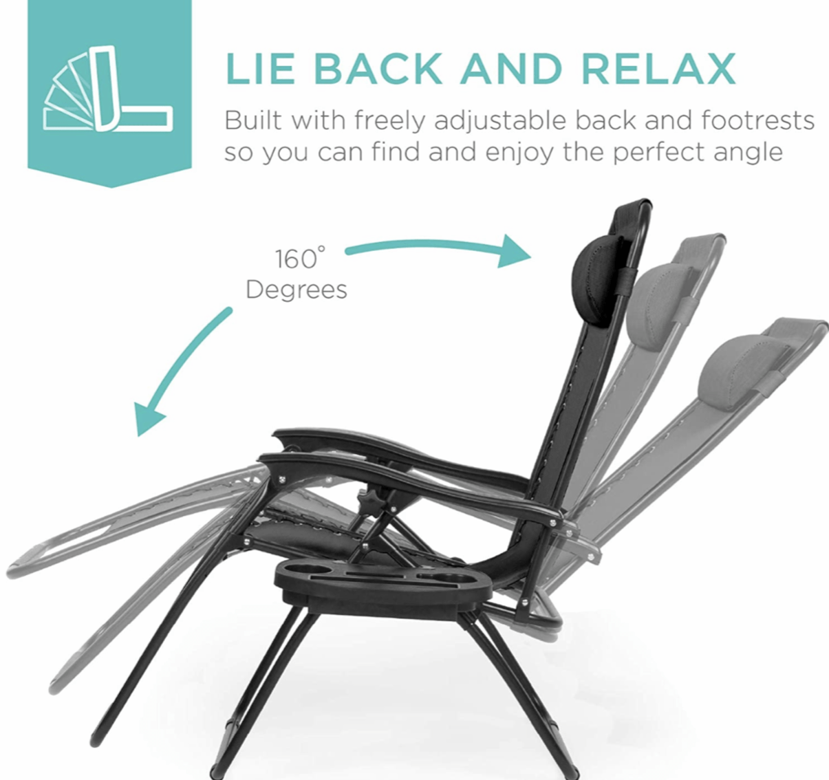 Set of two adjustable zero gravity lounge Chair Recliners for Patio, Pool w/Cup Holders -