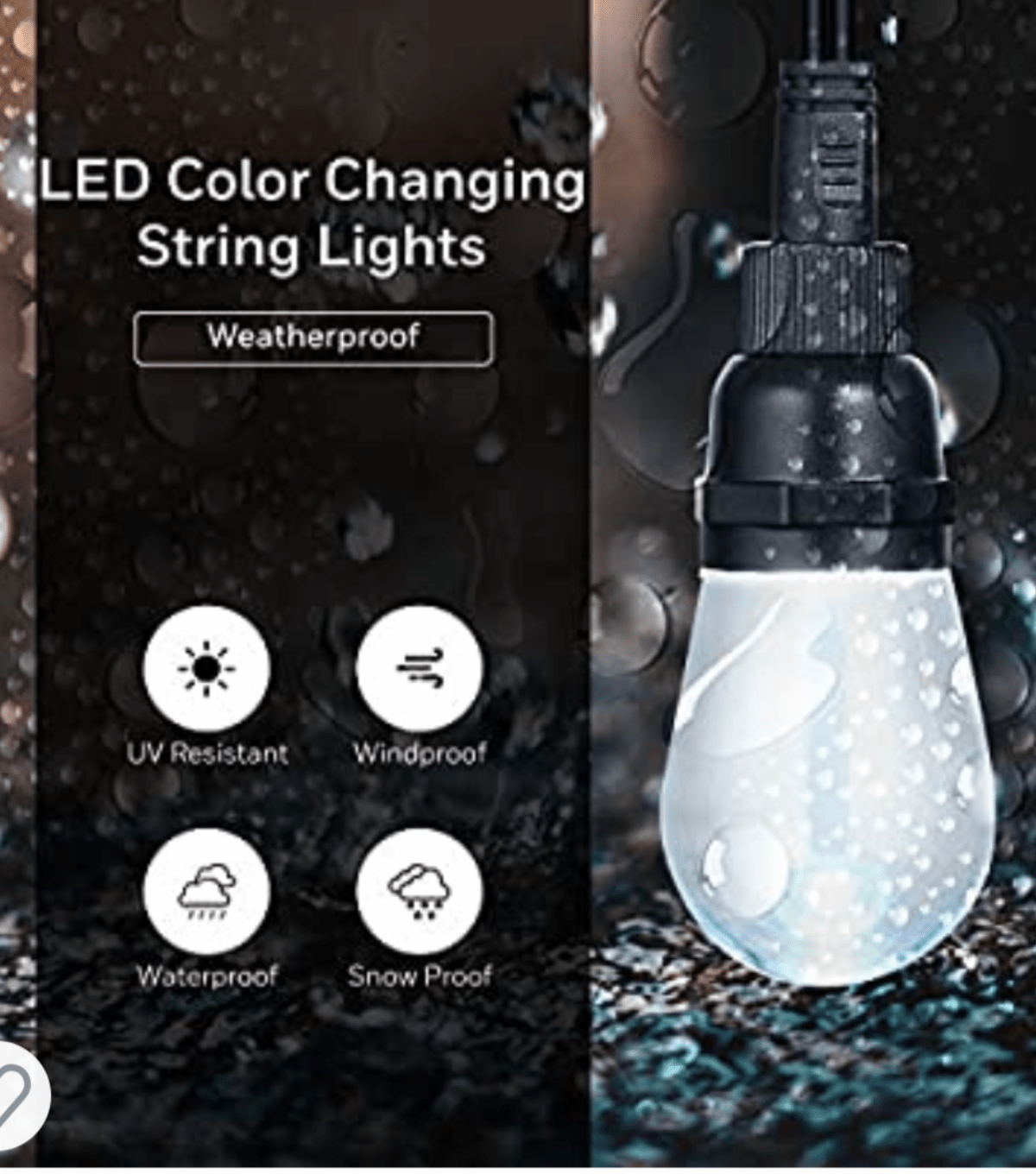 Waterproof LED 24ft Indoor Outdoor Commercial Grade Patio Lights Create Cafe Ambience in Your Home