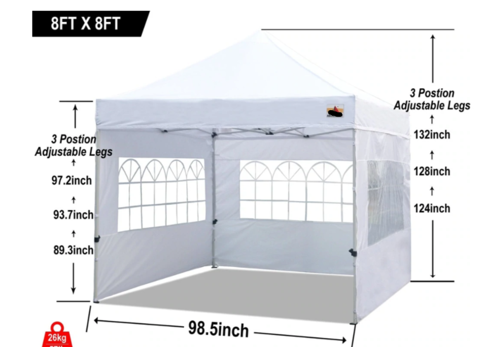 Winter Gazebo with Sidewalls and Church Window 8x 8 Commercial use
