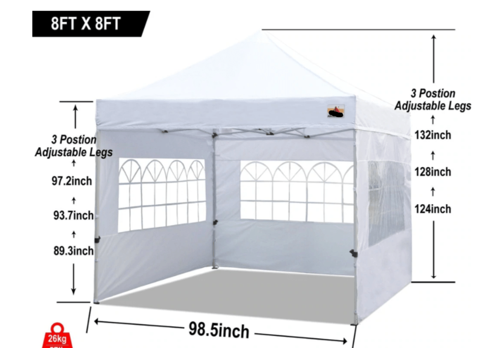 Winter Gazebo with Sidewalls and Church Window 8x 8 Commercial use